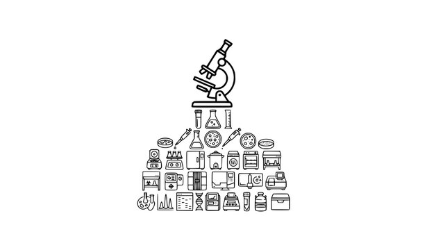 Medical Laboratory Research Icon Set Vector Monoline Science Art