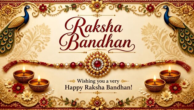 raksha bandhan celebration in india vector hand lettring illustration on white background