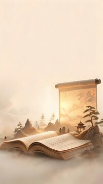 The Eastern Cultural Connotation of Ancient-Style Scrolls and Three-Dimensional Miniature Landscape Scenes