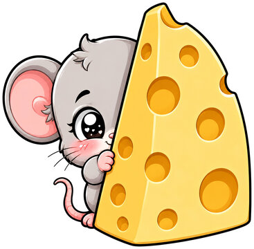 The little mouse peeked shyly from behind the big cheese.