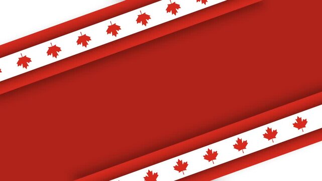 Canadian Labour Day Celebration Background with Red Maple Leaves and Stripes.