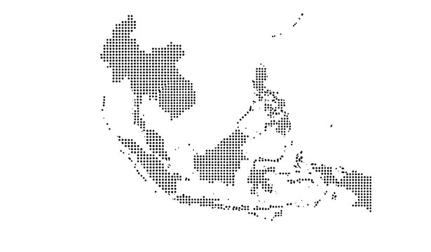 Southeast Asia ASEAN Dotted Map Vector with Member Countries Geographic Design
