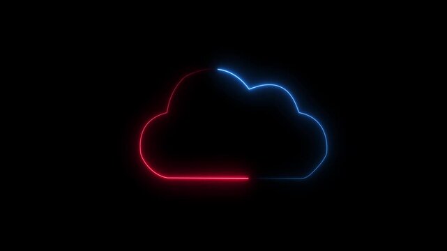 Neon Cloud Icon Animation on Black Background