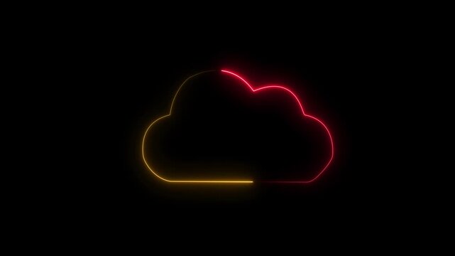 Neon Cloud Icon Animation on Black Background