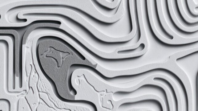 Abstract white topography with shadows and reliefs in a vector graphic