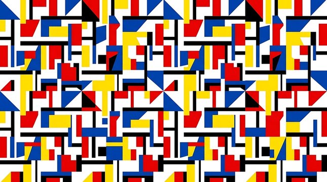 Modern geometric pattern with primary colors and bold shapes