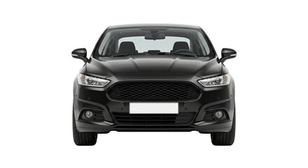 Front view of a sleek black sedan with a modern grille and sharp headlights © Sapphire