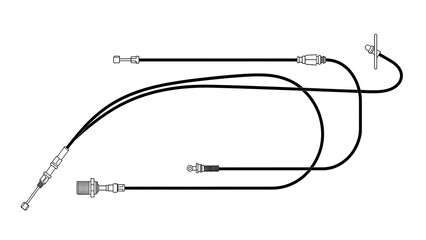 Obraz premium Black control cables with connectors white background.