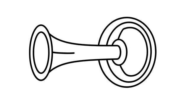 Black and white horn illustration white background.