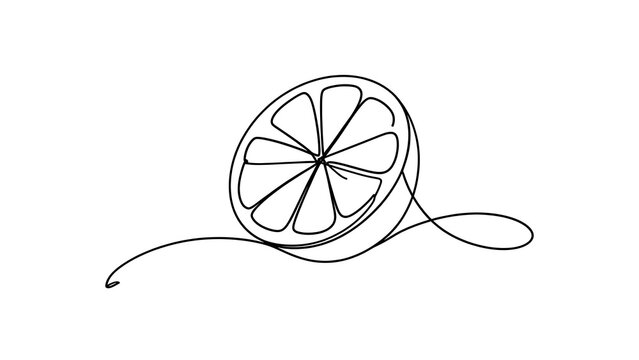 Minimalist lemon slice illustration white background.