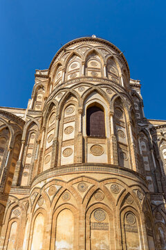 Decorated central apse of Monreale Cathedral in Sicily, Italy