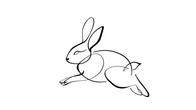 Running rabbit illustration on white background.