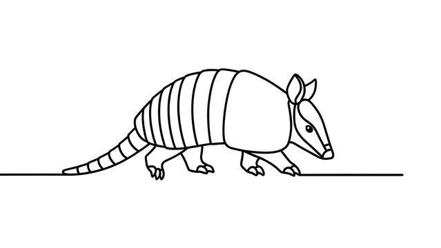 Armored armadillo illustration on white background.
