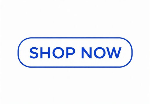 Blue neon shop now button with glowing text for online store call to action
