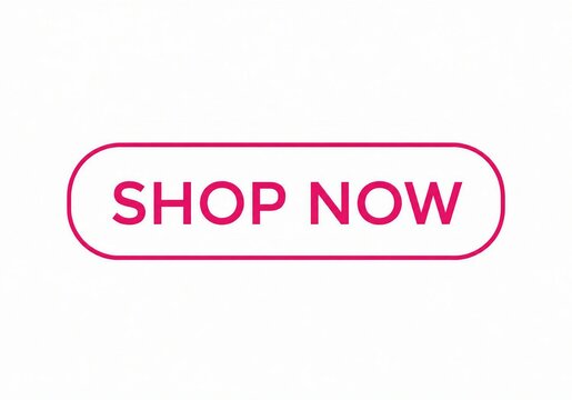 Bright pink shop now button with glossy 3d effect