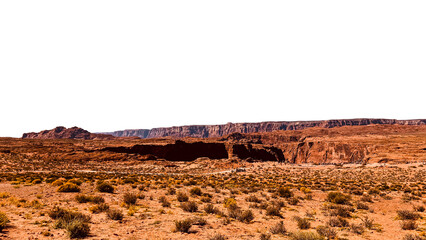 Mountain range views desert landscape before walking to Horseshoe Bend Antelope Canyon Arizona, png.file background © NoonVirachada