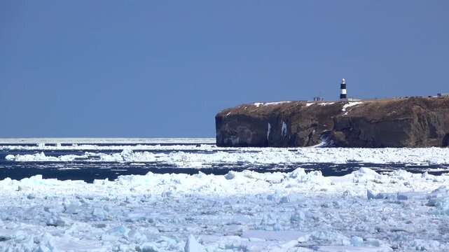 能取岬とオホーツク海の流氷