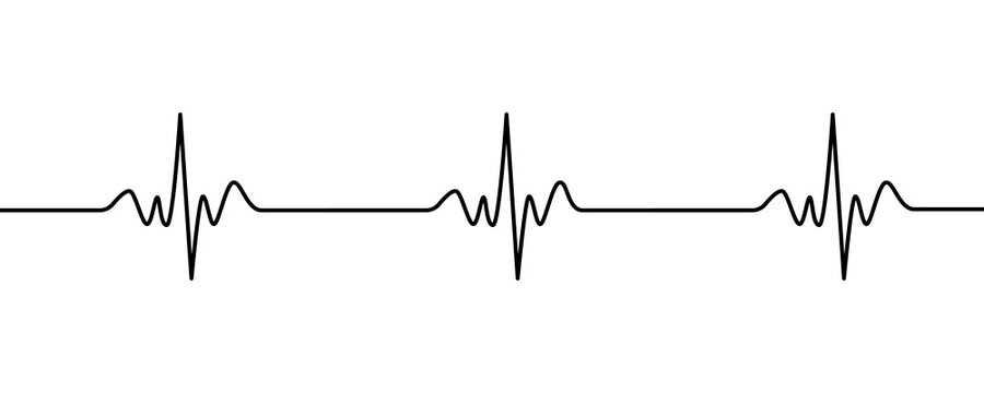 Repeating heartbeat pulse signal isolated on transparent background for cardiology medical web design and patient vital signs.