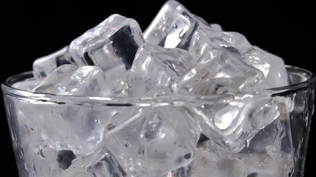 Refreshing Glass of Water with Ice Cubes