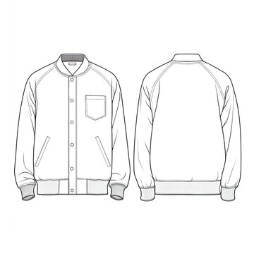Vector illustration of a classic bomber jacket, front and back view