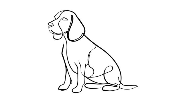 Cute beagle puppy sitting illustration white background.
