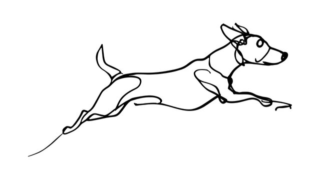Running dog illustration on white background.