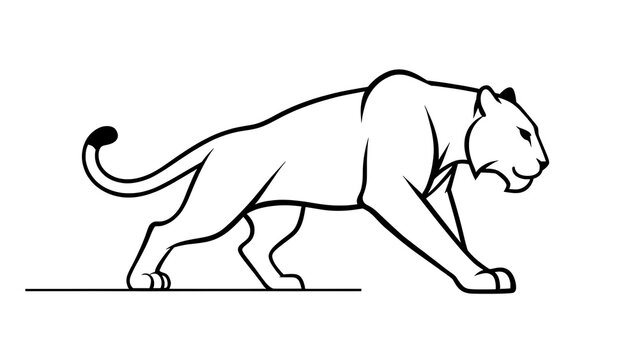 Elegant panther silhouette on white background.