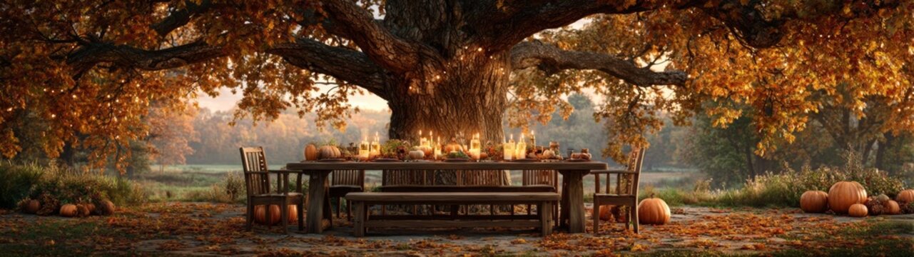 Enchanted thanksgiving feast under an open skies theme. Glamour