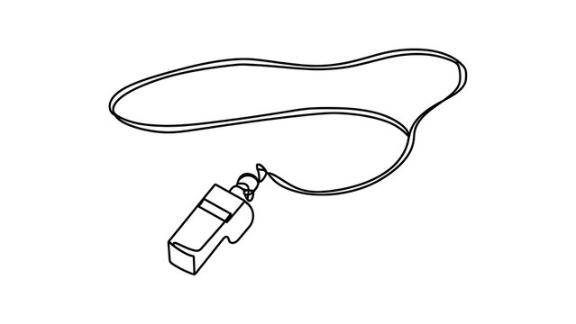 Referee whistle with lanyard on white background.