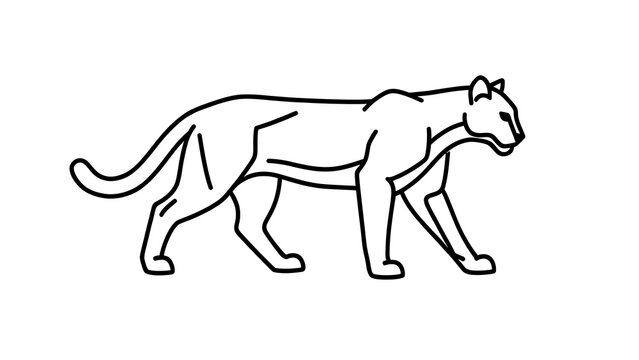Minimalist cougar illustration on white background.