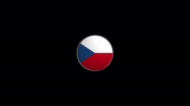 Rotating circular badge with national flag of Czech Republic on transparent background