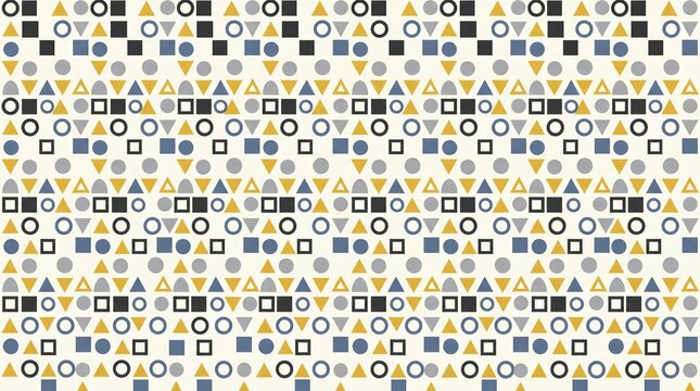 Geometric pattern with colorful shapes. Abstract background with circles, squares, triangles.