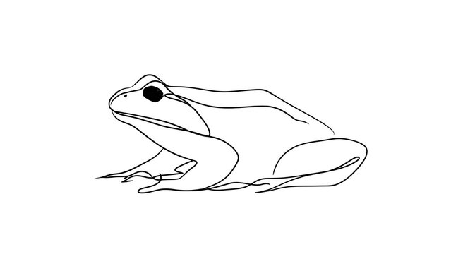 Simple frog line drawing on white background.