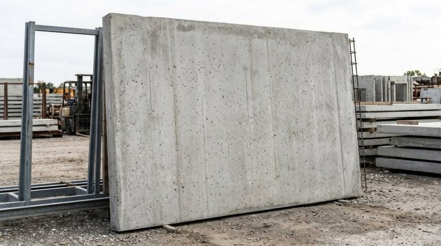 A large concrete block or panel, possibly used in construction or as a structural element,