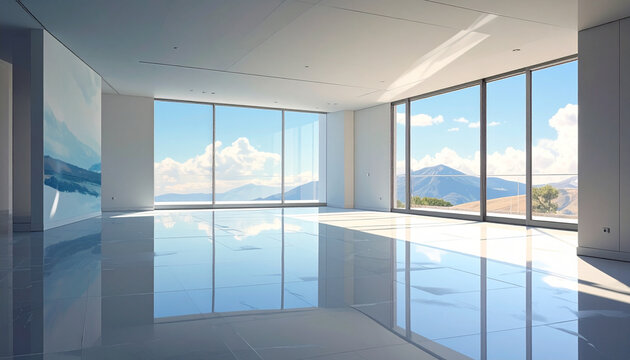 Luxury Minimalist Glass Room with Mountain View
