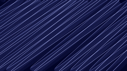 Fototapeta premium Seamless pattern of diagonal glowing parallel lines running across a dark blue texture background.