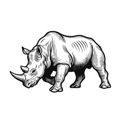 Rhinoceros sketch illustration. Hand drawn rhino vector isolated on white background. © ILOVETITHI