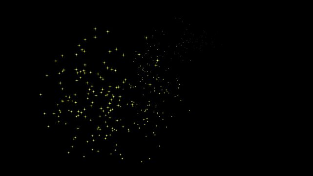 Glittering golden stars line glowing sparkle trail animation, shimmering starlight trails pixie dust path, magic line dust, cartoon glitter on black screen background. 4k.