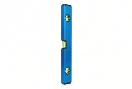 Blue spirit level tool for construction work and home renovation