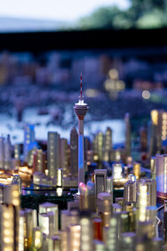 Scale model of Kuala Lumpur Tower displayed in Kuala Lumpur city model exhibition.