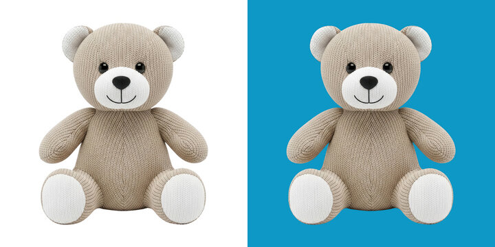 Two cute teddy bears sitting side by side