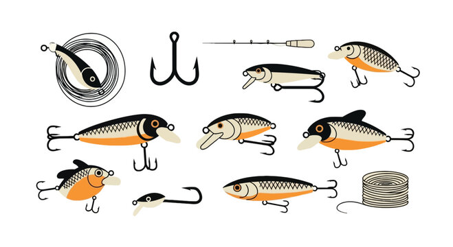 Fishing lure set with hooks and tackle accessories