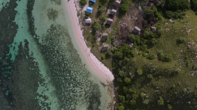 Aerial drone view of Kanawa Island, Komodo National Park, Indonesia