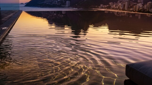 Infinity Pool Overlooking Ocean at Sunset in Rio de Janeiro