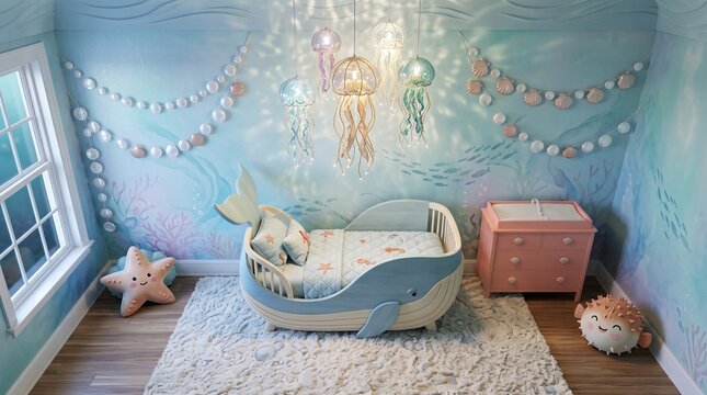 Whimsical Ocean Themed Baby Nursery Room Design