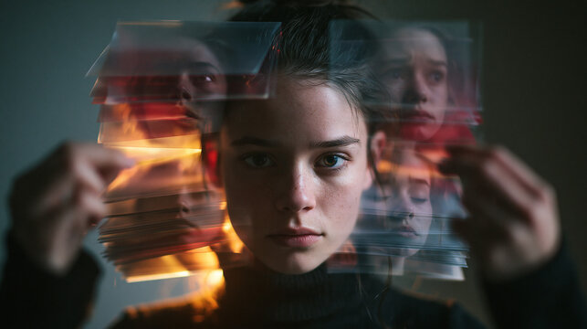 Conceptual Portrait of Woman Illustrating Identity and Mental Health