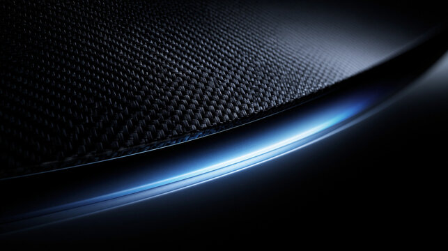 Futuristic High Tech Carbon Fiber Texture with Glowing Blue Light