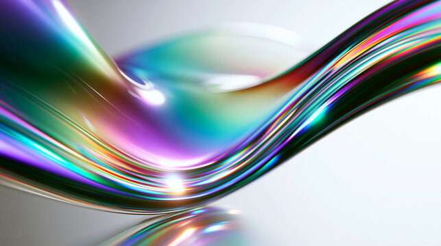 Abstract Iridescent Wave Background with Rainbow Metallic Light Reflections