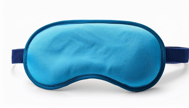 blue fabric sleep mask with elastic strap isolated on white background cutout background