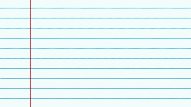 Blue horizontal notebook lines paper background, moving paper sheet video for back to school and educational